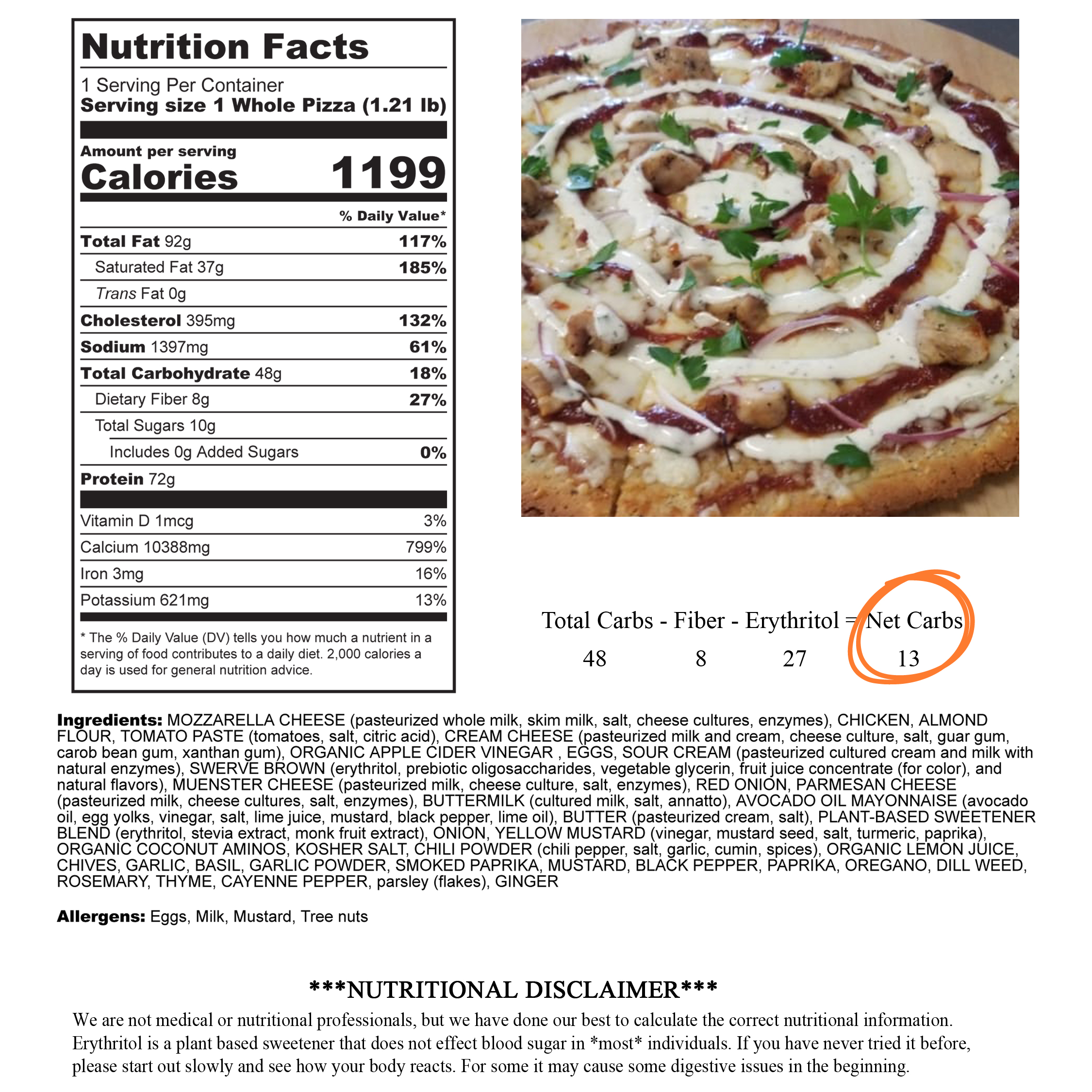 BBQ Chicken Ranch Pizza Low Carb Grill